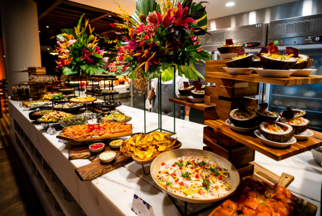 mesas de canapés da ceia de natal do grand hyatt Rio de Janeiro