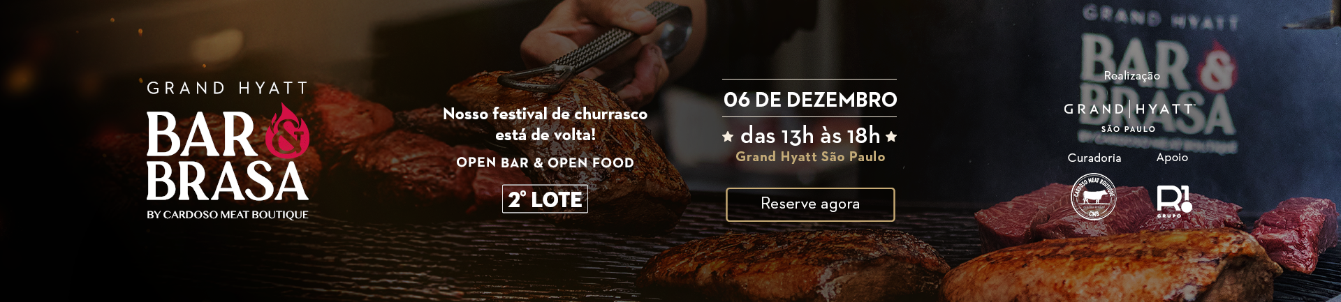 Banner do Festival de Churrasco Bar & Brasa no Brookling em São Paulo no Hotel 5 estrelas Grand Hyatt